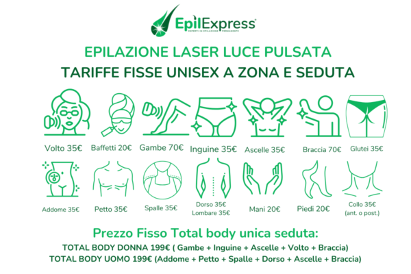 epilazione laser e luce pulsata prezzi a firenze e scandicci da 20€ a zona e seduta