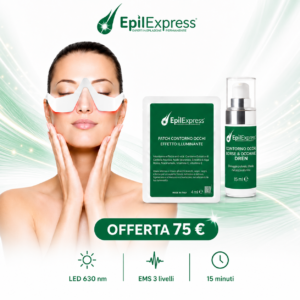 Occhiali LED per Contorno Occhi 630 nm Luce rossa e microstimolazione regolabile per integrare la tua routine cosmetica dedicata alla zona perioculare.