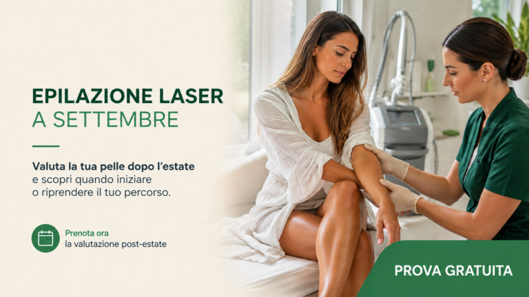 Valutazione della pelle per epilazione laser a settembre dopo l’esposizione estiva